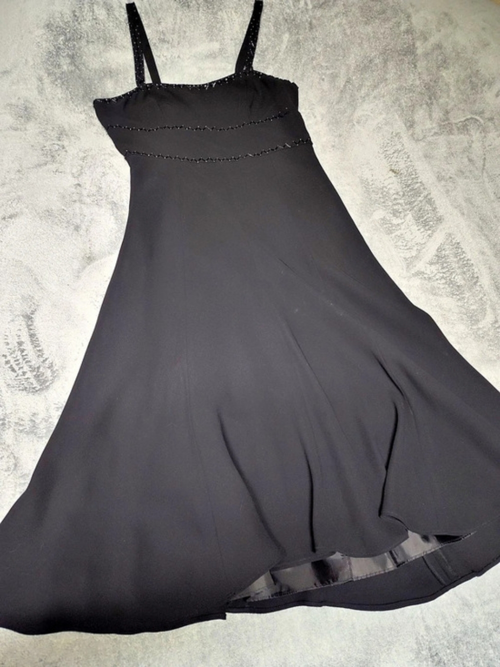 Evan Picone Black Beaded Mini Dress Size 8 Like New